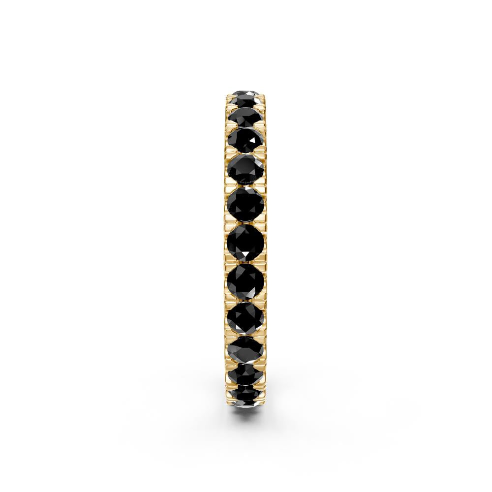 Black Diamond Band Ring in Yellow Gold