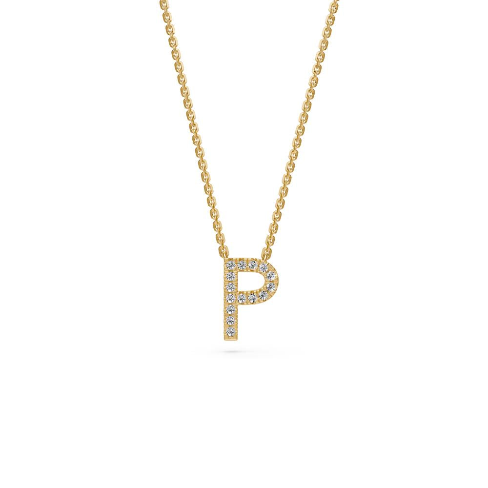 Diamond Letter P Pendant in Yellow Gold