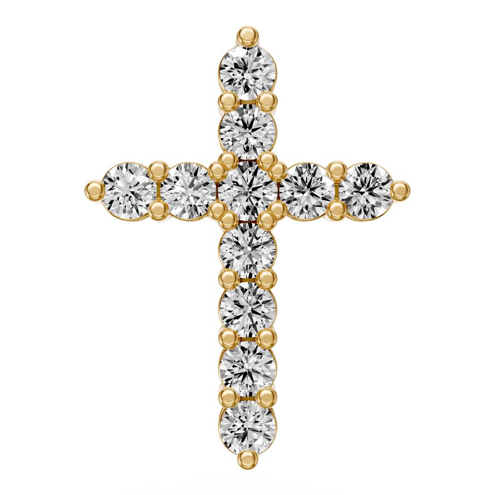 Diamond Cross Pendant in Yellow Gold - Small
