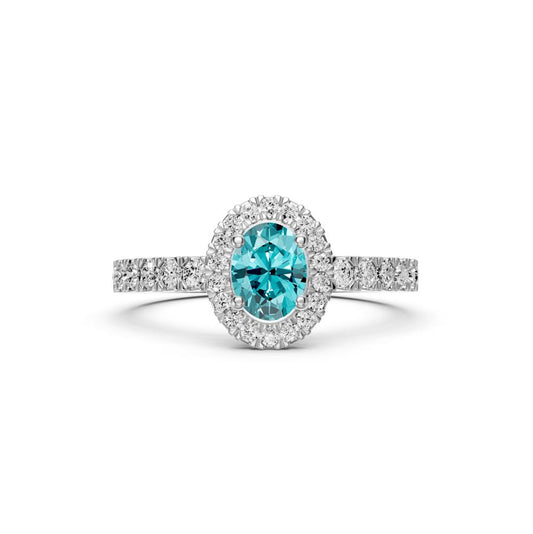 Balto aukso žiedas turmalinu paraiba ir deimantais R36401224