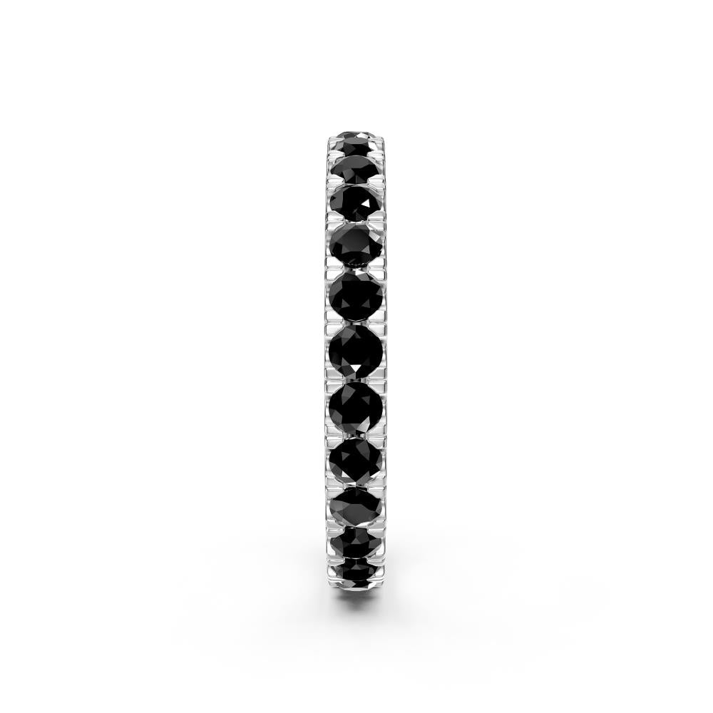 Black Diamond Band Ring in White Gold