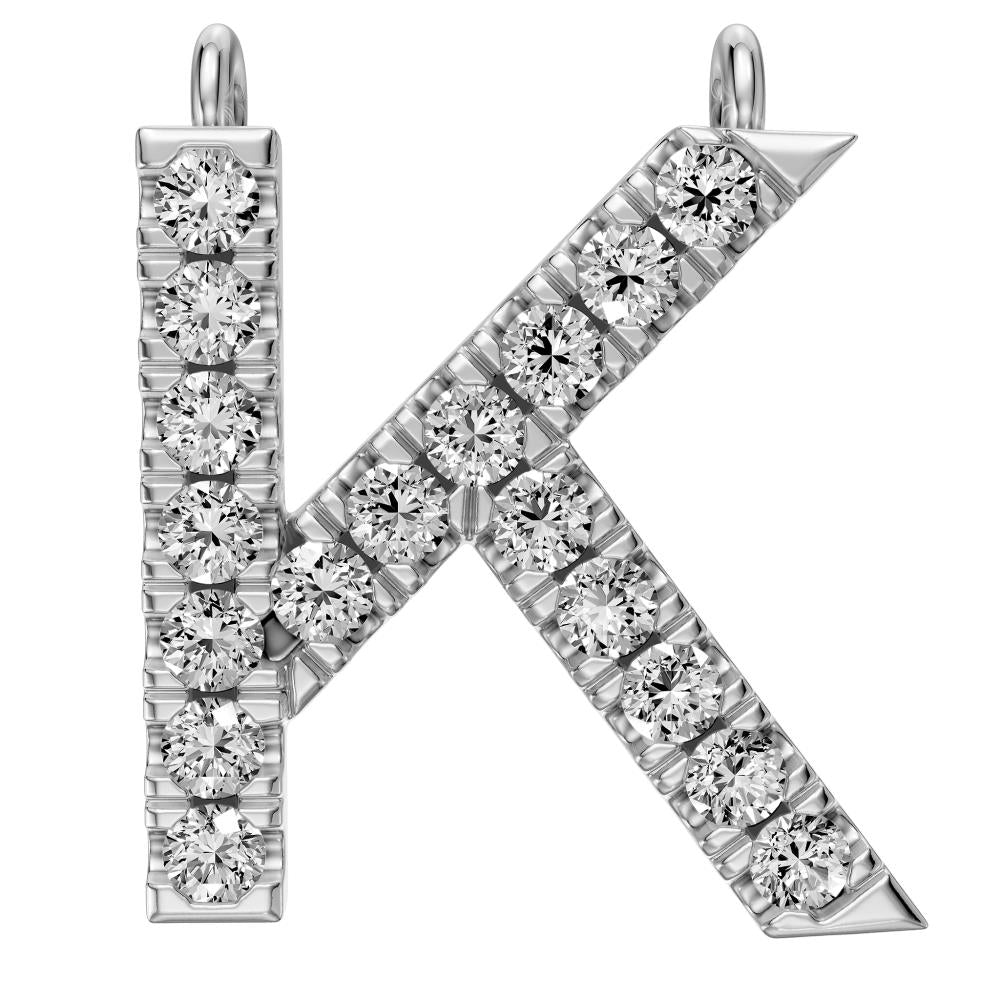 Diamond Letter K Necklace in White Gold