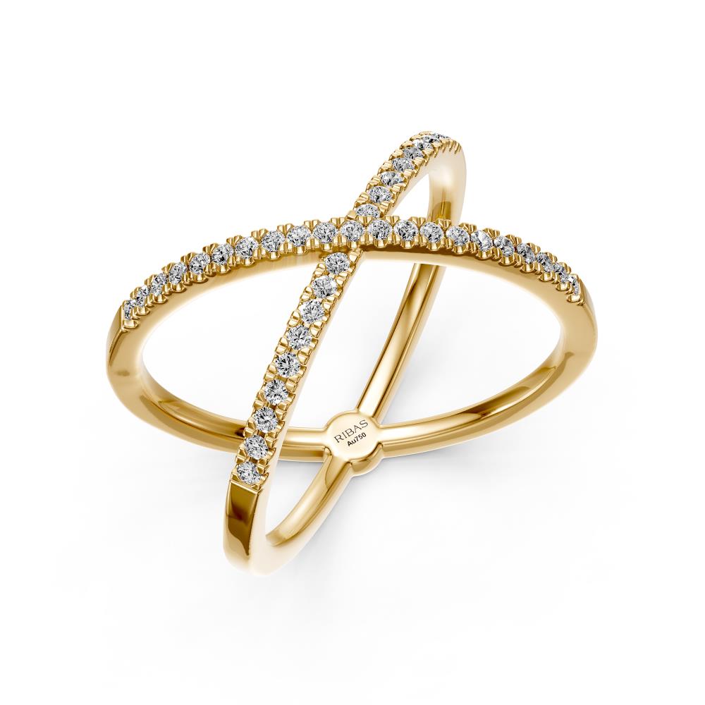 Diamond Ring "X" in Yellow Gold