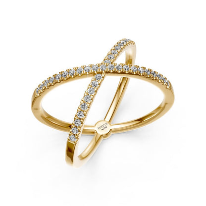 Diamond Ring "X" in Yellow Gold