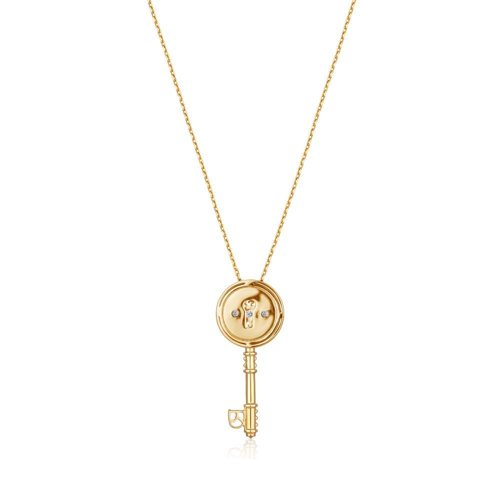 Diamond Necklace "Key" in Yellow Gold
