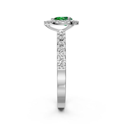 Diamond Ring with Tsavorites in White Gold