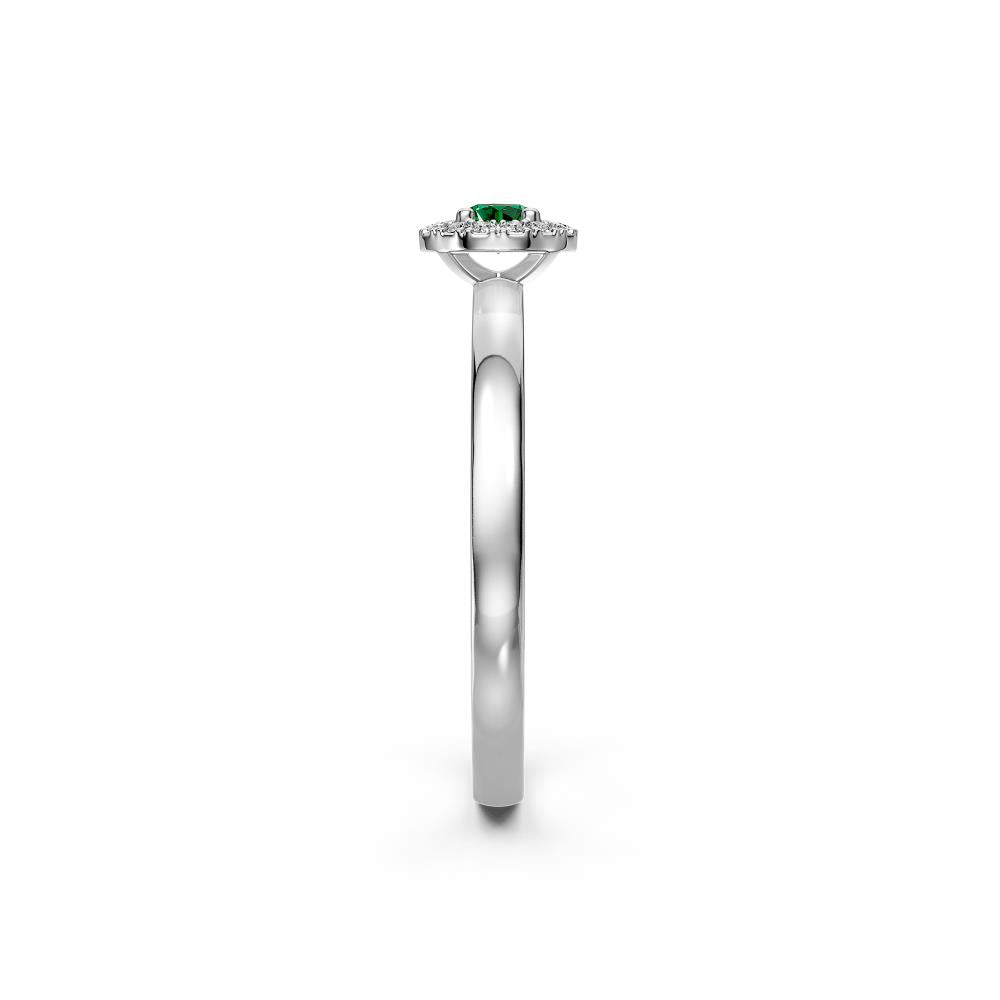 Diamond Ring with Tsavorites in White Gold
