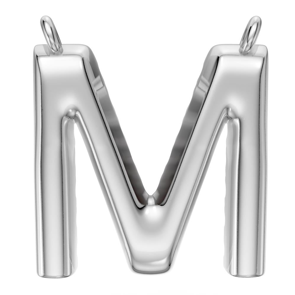 Diamond Letter M Necklace in White Gold