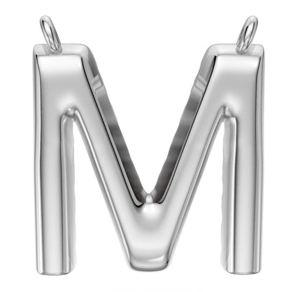 Diamond Letter M Necklace in White Gold