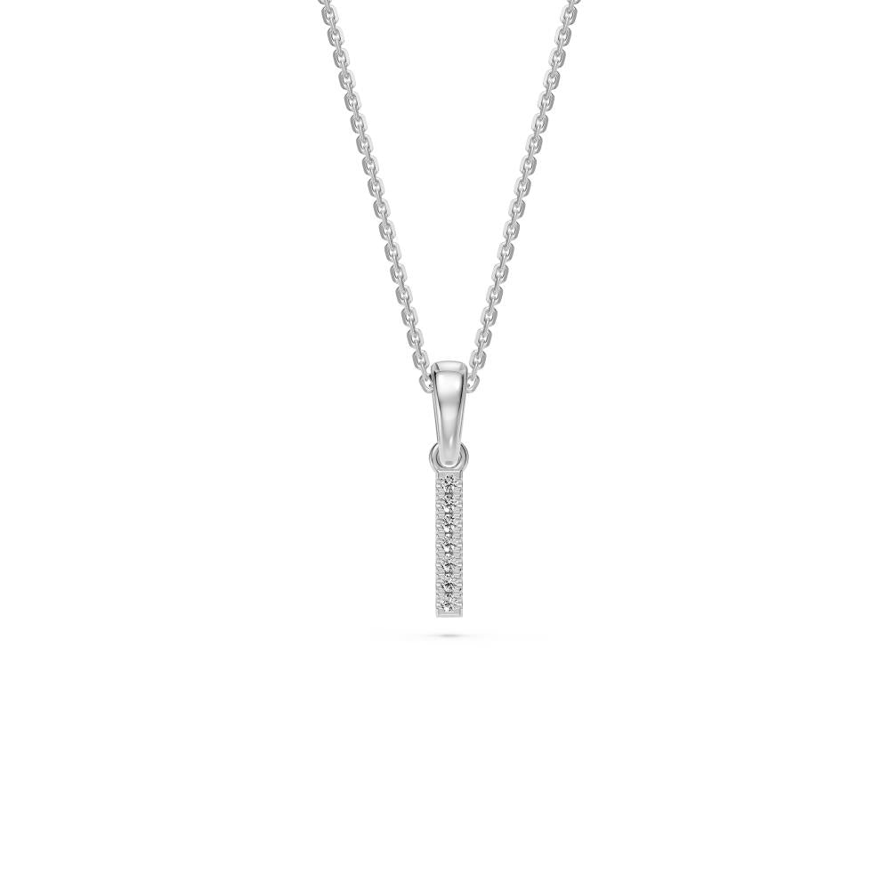 Mini Diamond Letter I Pendant in White Gold