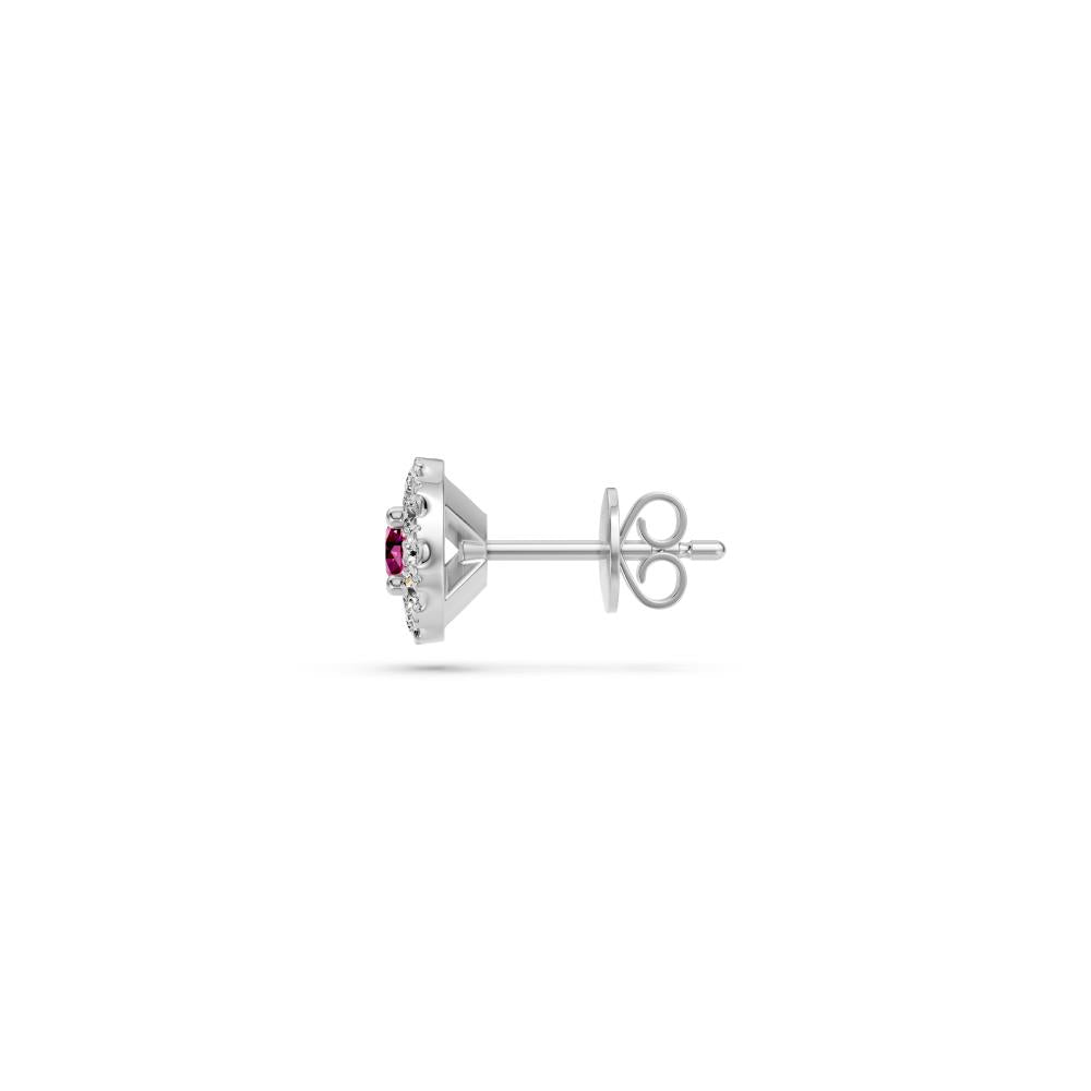 Pink Sapphire and Diamonds Earrings in White Gold
