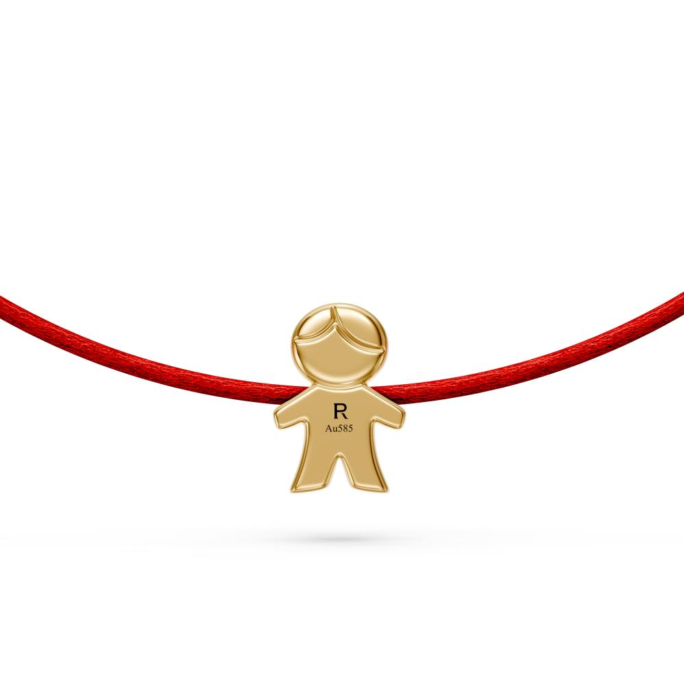 String Bracelet with Diamond in Yellow Gold "Boy"