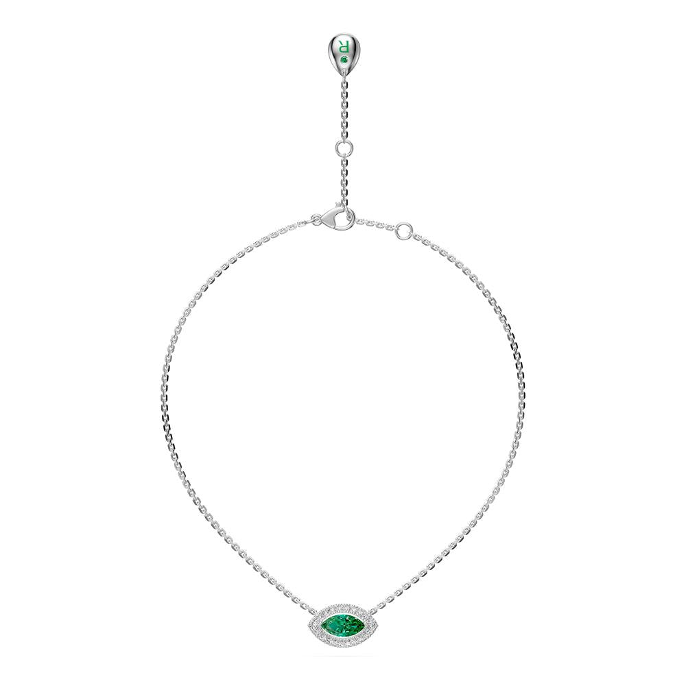 Tsavorite and Diamond Halo Necklace