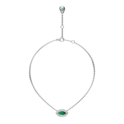 Tsavorite and Diamond Halo Necklace