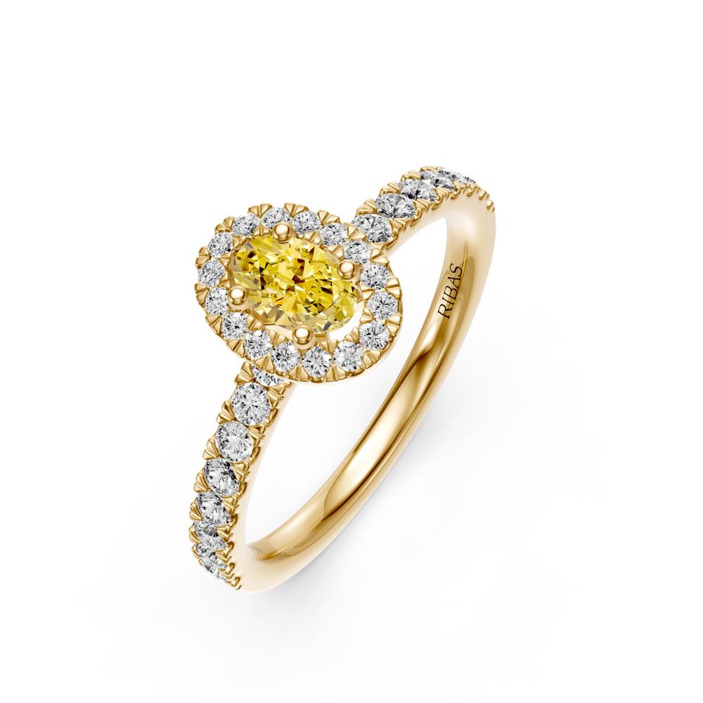 Diamond Ring with Yellow Sapphire in Yellow Gold