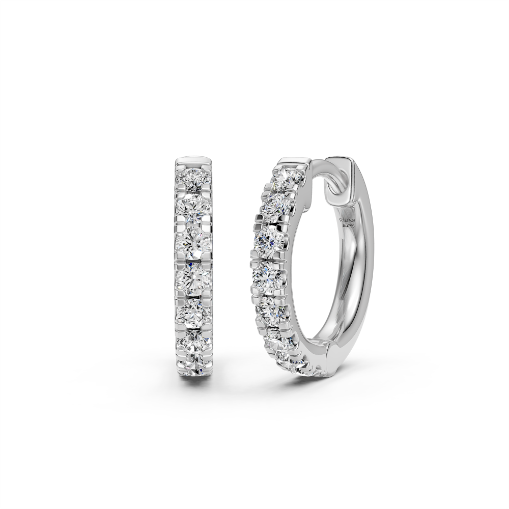 Diamond Hoop Earrings in White Gold