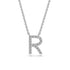 Diamond Letter R Necklace in White Gold