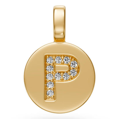 Diamond Letter P Pendant in Yellow Gold