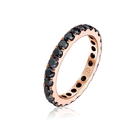Rožinio aukso žiedas su juodais deimantais JFA4178