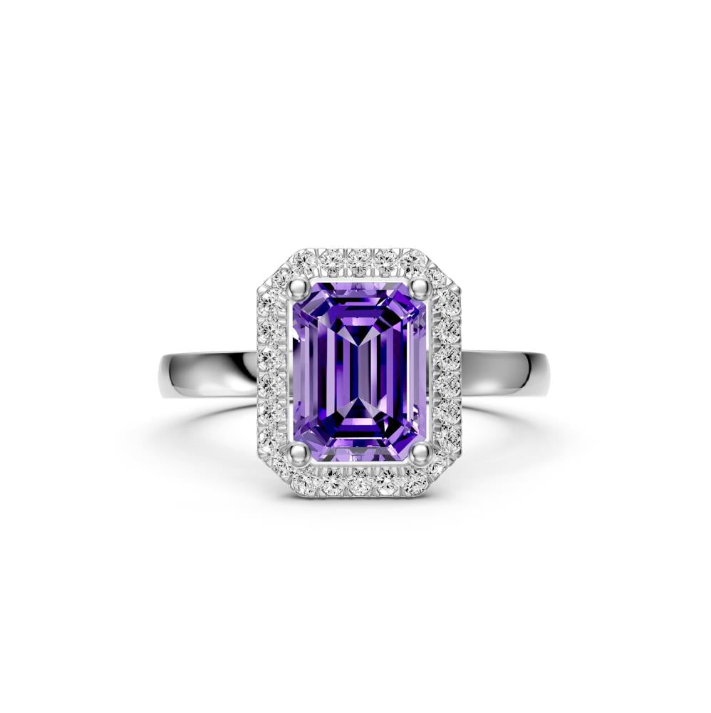 Diamond Ring with Tanzanite in White Gold