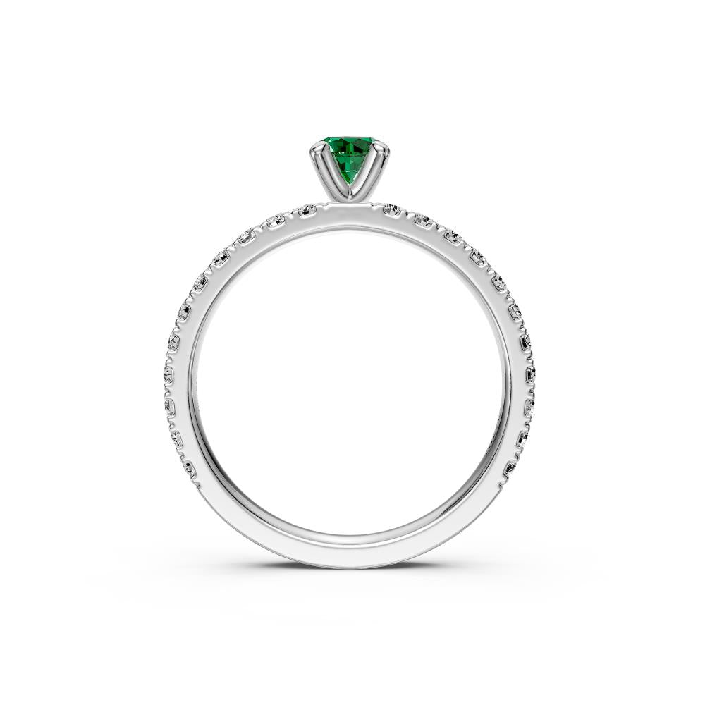 Diamond Ring with Tsavorites in White Gold