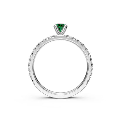 Diamond Ring with Tsavorites in White Gold
