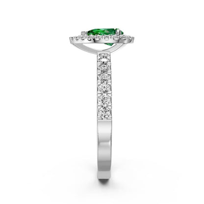 Diamond Ring with Tsavorite in White Gold