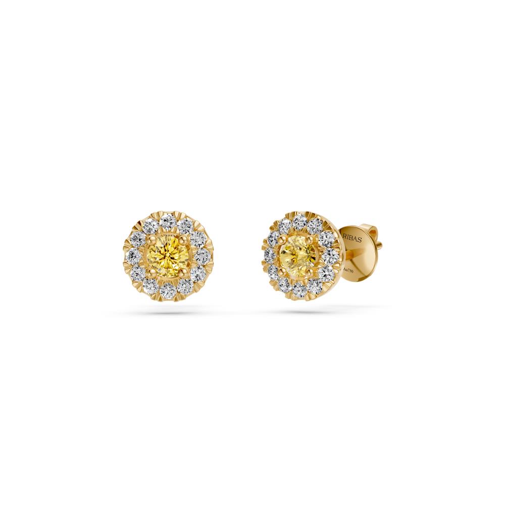 Yellow Sapphire and Diamonds Earrings in Yellow Gold