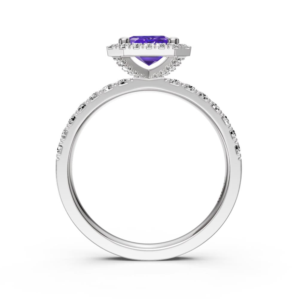 Diamond Ring with Tanzanite in White Gold