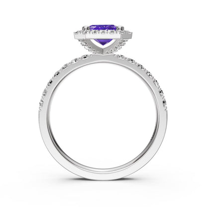 Diamond Ring with Tanzanite in White Gold
