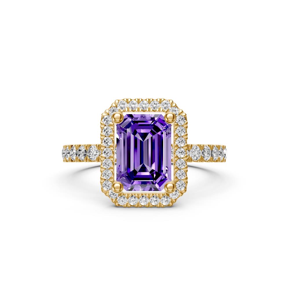 Diamond Ring with Tanzanite in Yellow Gold
