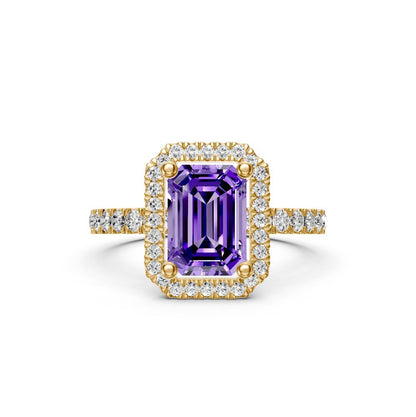 Diamond Ring with Tanzanite in Yellow Gold