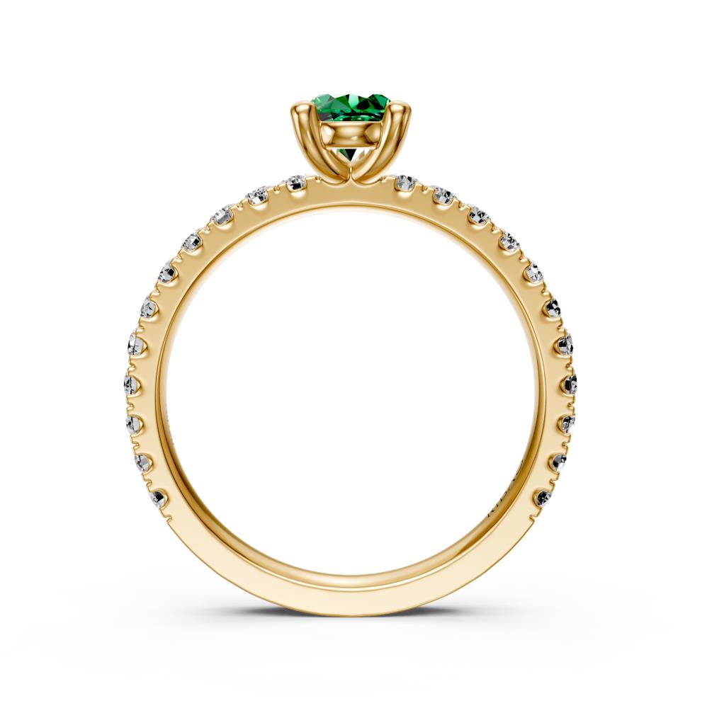 Diamond Ring with Tsavorites in Yellow Gold