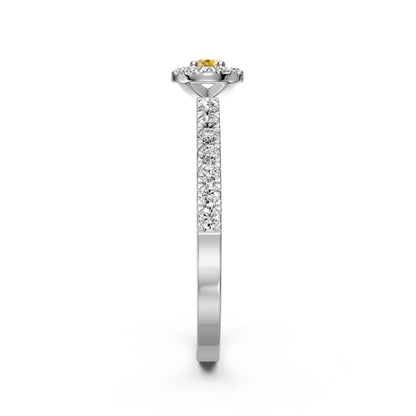 Diamond Ring with Yellow Sapphire in White Gold