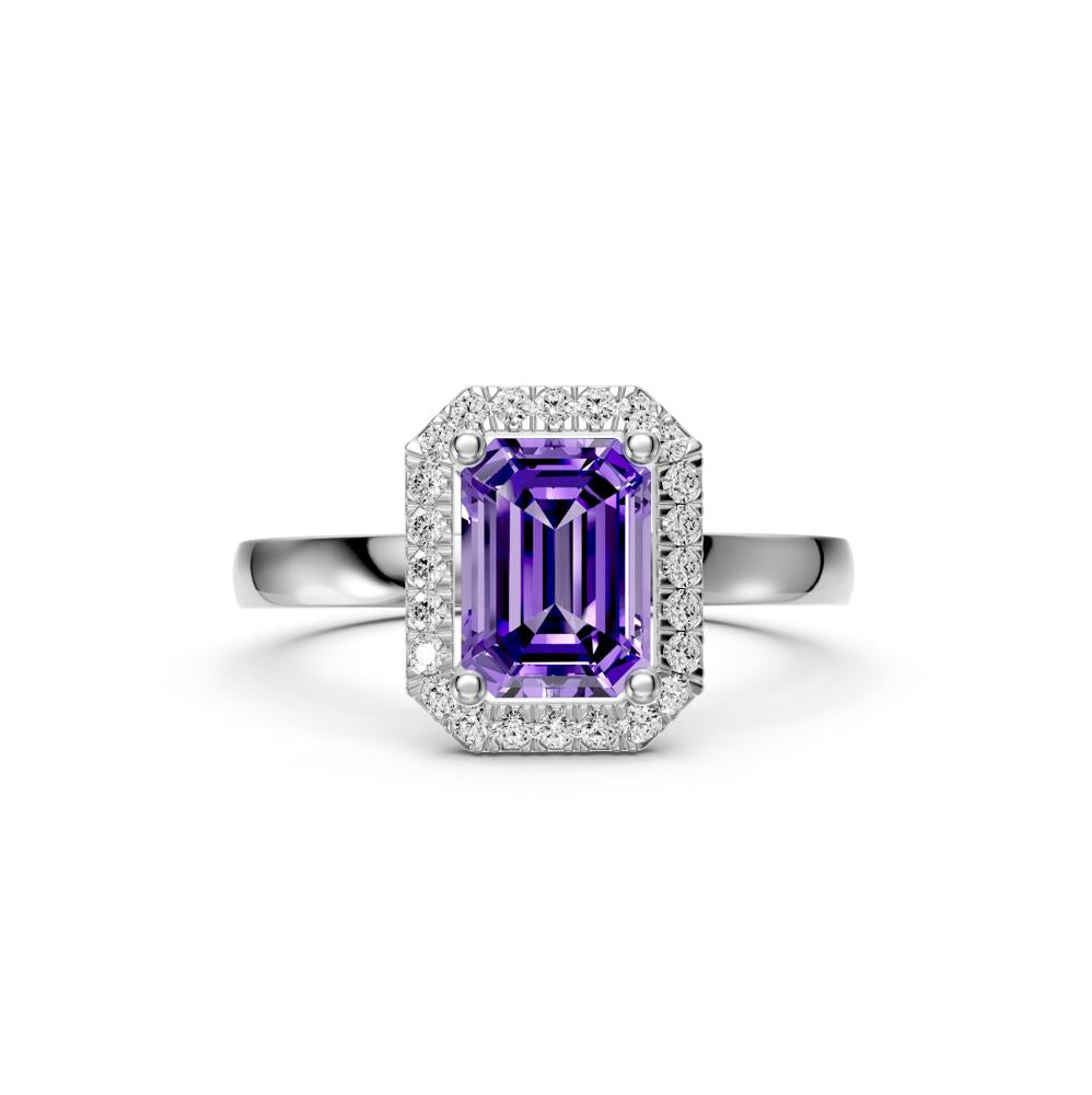 Diamond Ring with Tanzanite in White Gold