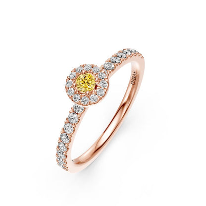 Diamond Ring with Yellow Sapphire in Rose Gold