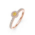 Diamond Ring with Yellow Sapphire in Rose Gold