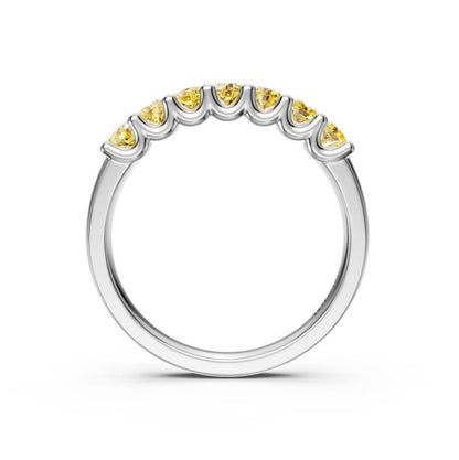 Yellow Sapphire Band Ring in White Gold
