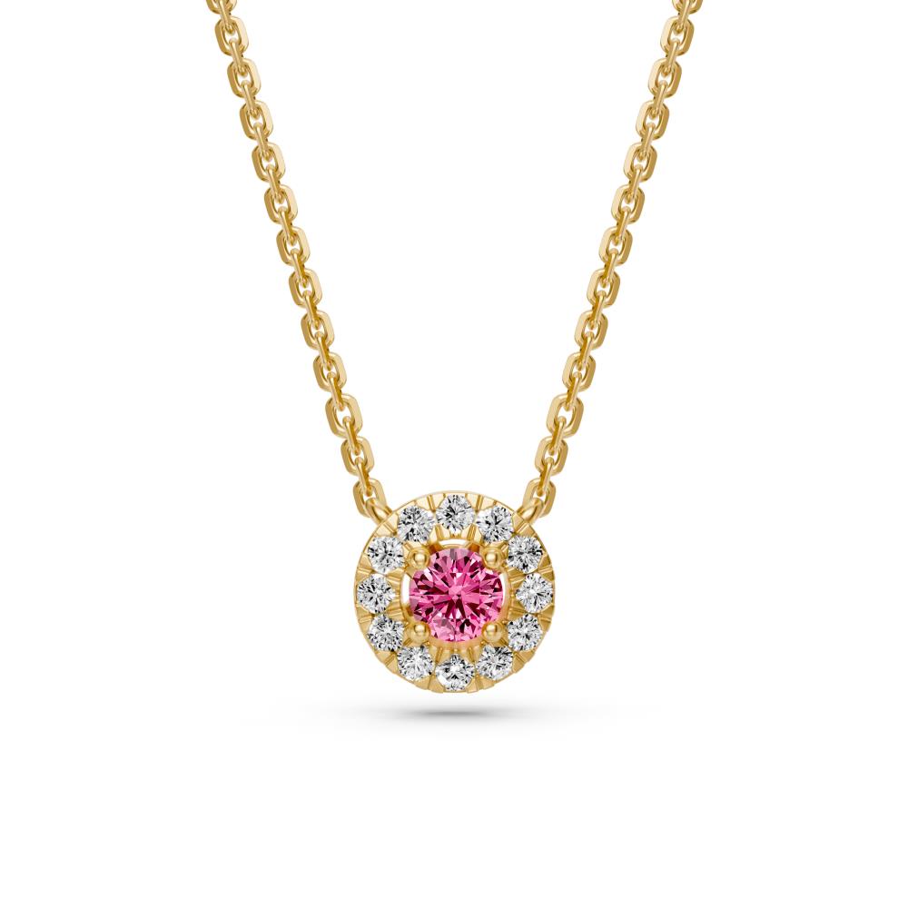Yellow Gold Necklace with Pink Sapphire