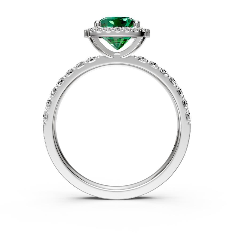 Diamond Ring with Tsavorites in White Gold