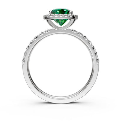 Diamond Ring with Tsavorites in White Gold