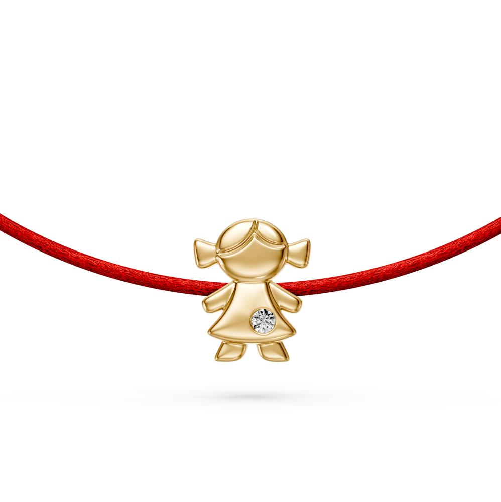 String Bracelet with Diamond in Yellow Gold "Girl"