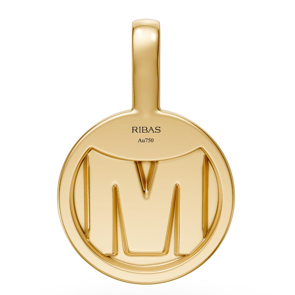 Diamond Letter M Pendant in Yellow Gold