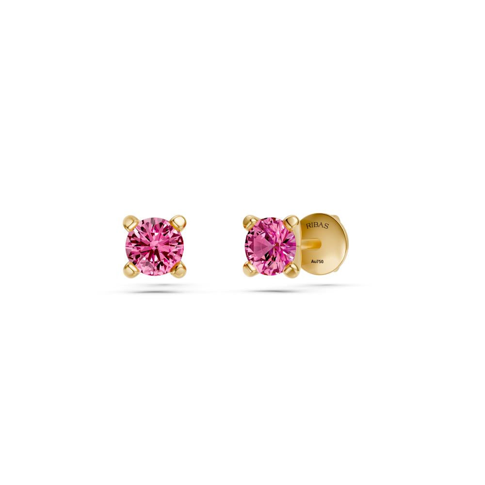 Pink Sapphire Earring in Yellow Gold