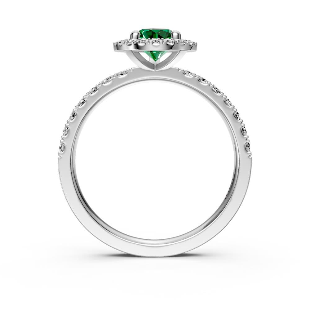 Diamond Ring with Tsavorite in White Gold