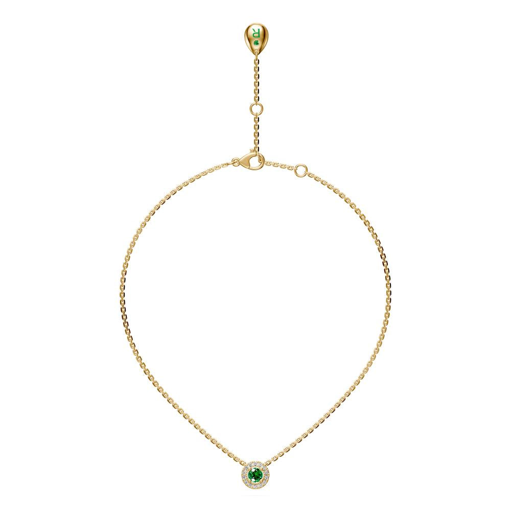 Tourmaline and Diamond Halo Necklace