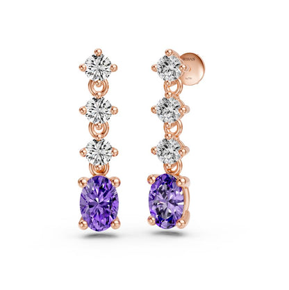 Diamond Earrings with Tanzanite in Rose Gold