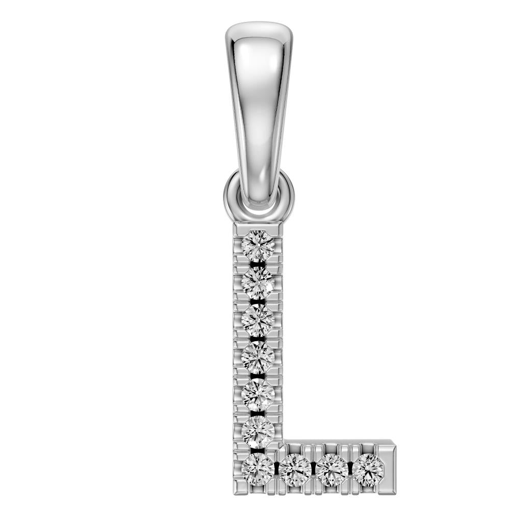 Mini Diamond Letter L Pendant in White Gold