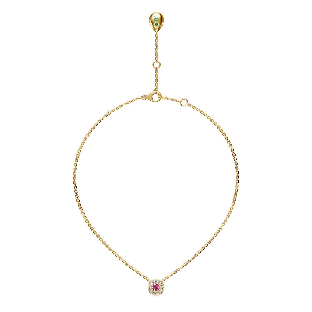 Pink Sapphires and Diamond Halo Necklace