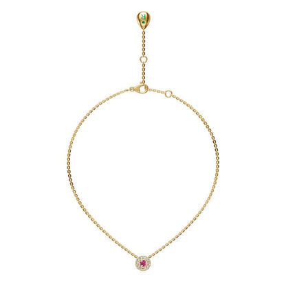 Pink Sapphires and Diamond Halo Necklace